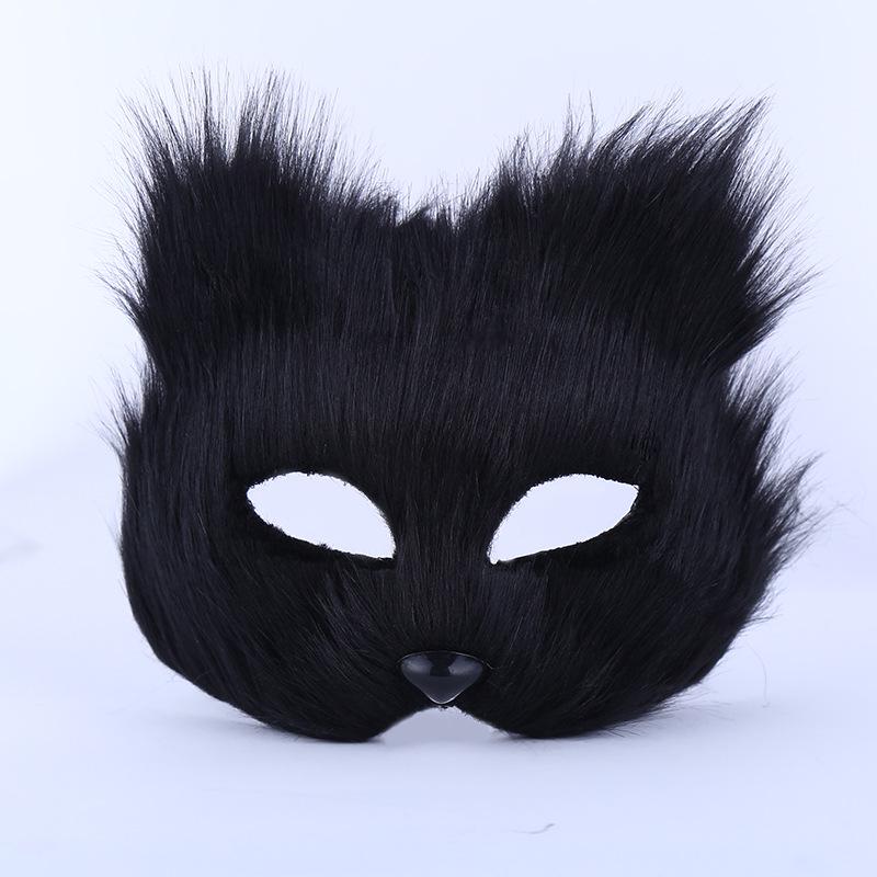 Unisex Furry Fox Mask & Cat Tail Gloves for Halloween Masquerade Cosplay