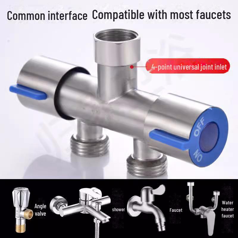 Triangle Valve: 3-Way Diverter with Dual Outlets for Double Washing Machine Connection and Toilet Switch