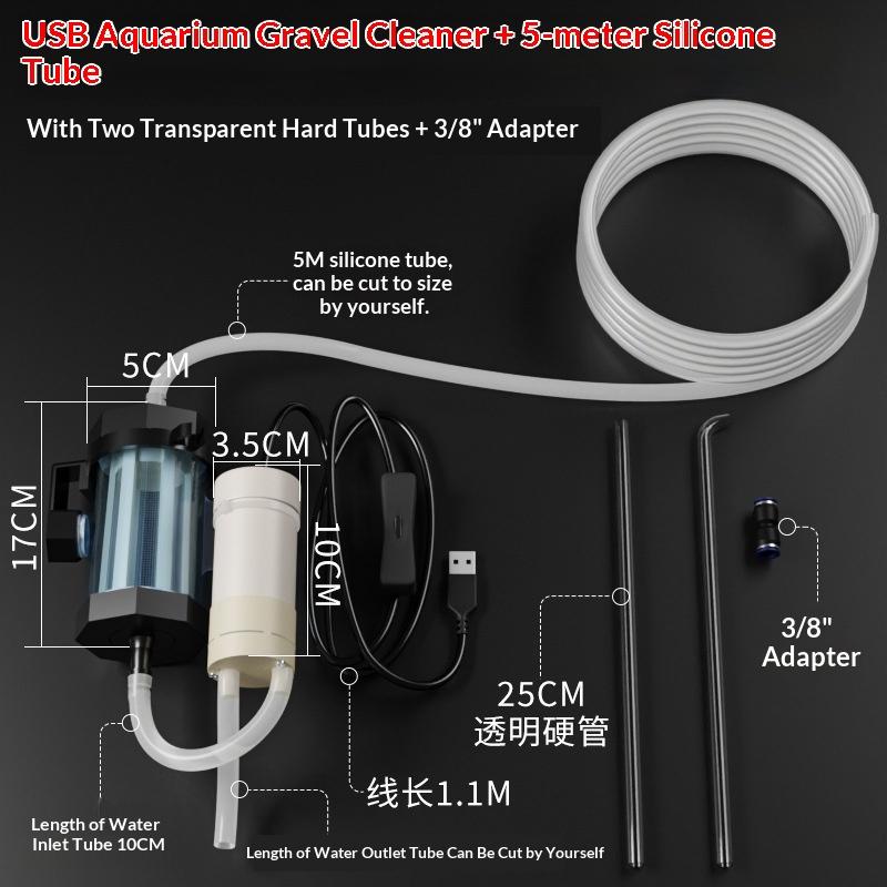 1 Set USB Powered Low Noise Aquarium Pump Portable 280GPH Aquarium Water Changer Fish Tank Cleaning For Aquarium