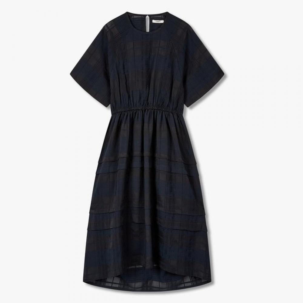 Studio Tomboy Back Open Sheer Check Dress 9106241204ct DARK NAVY/OS