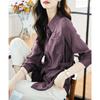 High-end New Solid Color Lace-up Fashionable Casual Lapel Long-sleeved Shirt for Women