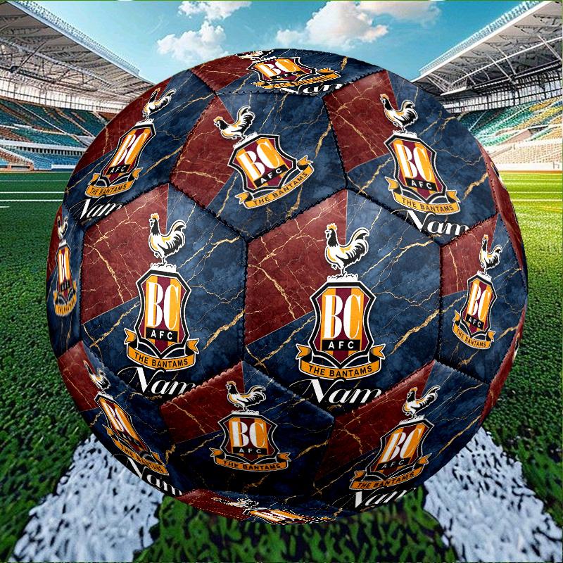Custom Name Personalized Bradford City AFC Print Size 5 Soccer Ball Training & Match Football, for Team, Kicking, Gift for Football