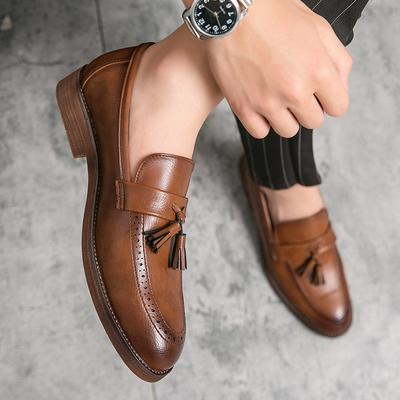 Brand Men's Tassel Loafers Leather Slip On Casual Non-slip Business Dress Shoes Men Handmade Wedding Party Office Shoes