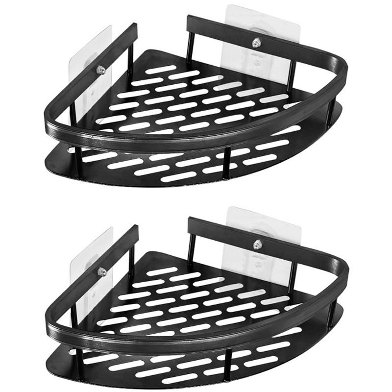 Corner Bathroom Shelf, 2 Pieces - Black