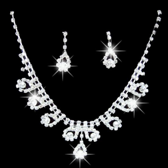 

Леди Свадебная помолвка Rhinestone Teardrop Ожерелье Серьги Комплект ювелирных изделий