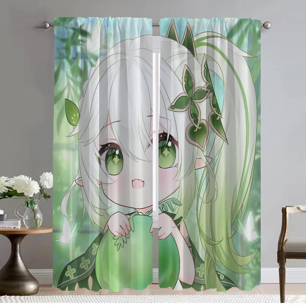 Curtains Child Room Genshin Impact Blackout Curtain for Room 2 Panel Partition Tulle for Bedroom Shades Home Interior Curtains