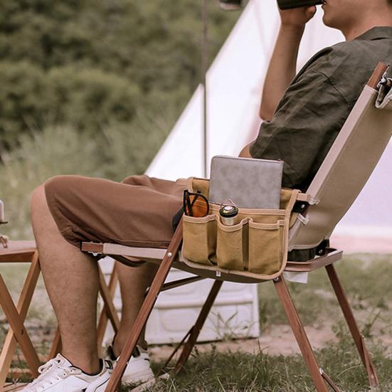 Hängetasche für die Armlehne von Campingstühlen, strapazierfähig, wasserdicht, aus Segeltuch, Mehrzweck-Organizer für Outdoor-Angeln, Strandsessel, Seitentasche