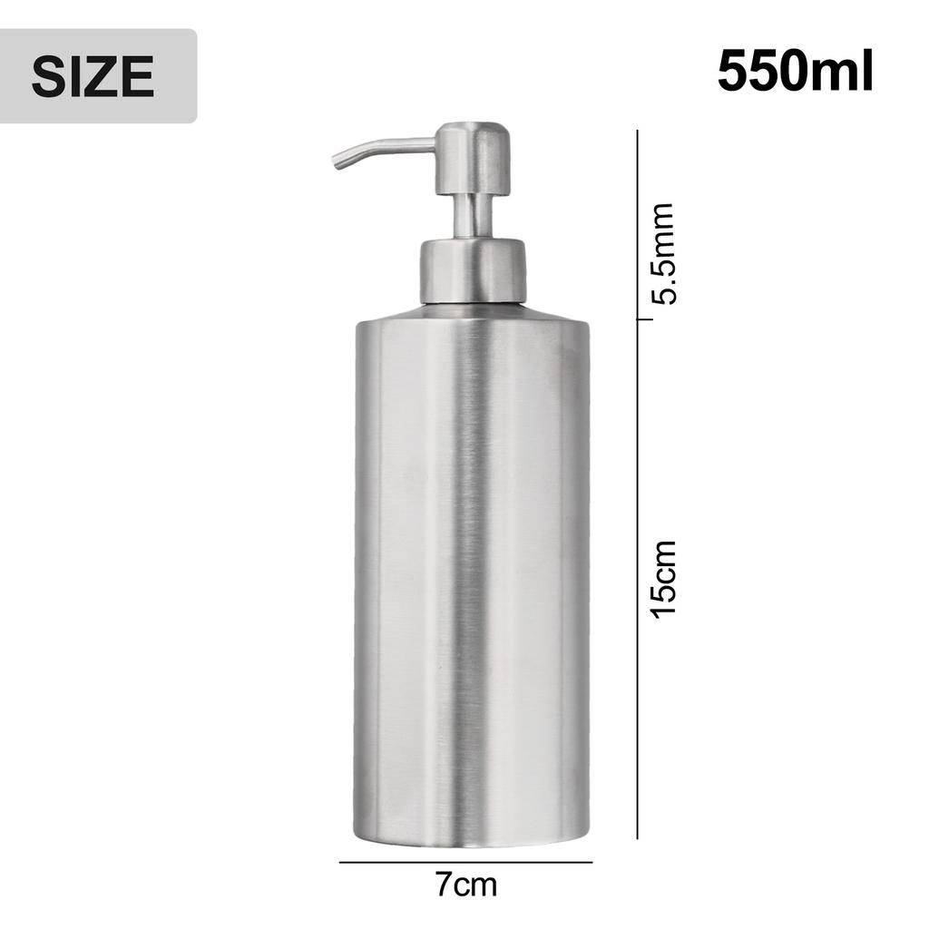 Eco Friendly 304 Stainless Steel Bathroom Sink Soap Dispenser Easy Pump Action for Refillable Shower Gel or Shampoo