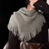 Korean High Quality Wool Blend Tassel Triangle Scarf For Women Coat Outwear