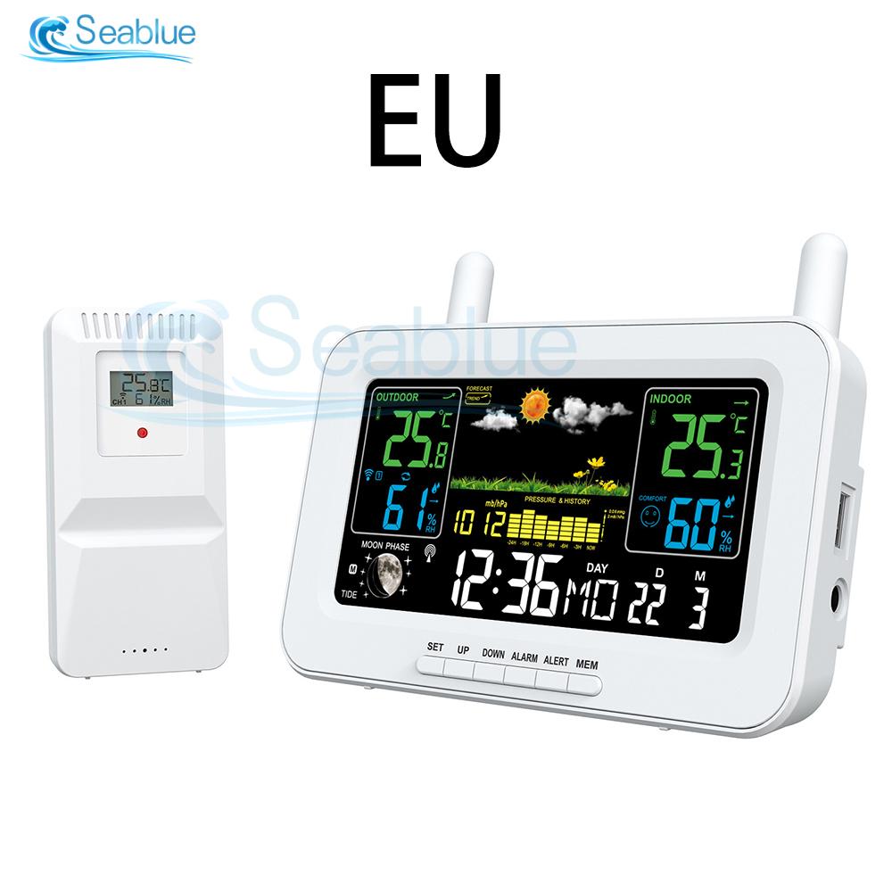 Hygrometer Calendar Indoor and Outdoor Wireless Thermometer Color Screen Weather Forecast Weather Radio Clock USB Port Charging