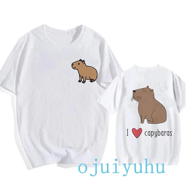 Fashion Capybara T Shirt Men/women EU Szie T-shirt Funny Capibara Harajuku Tees Tops Cartoon Mange Y2k 90s Grunge Tshirt Clothes
