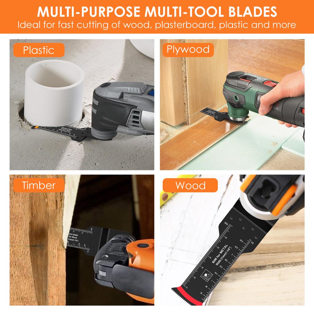 3/10Pc Oscillating Saw Blades Set Quick Release Extra-Long Reach Arc Edge Bi-Metal Multitool Blades Universal Japanese Teeth Saw