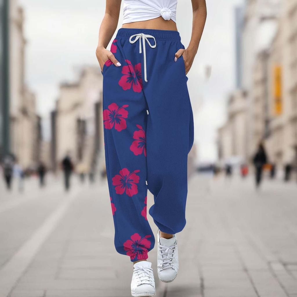 Women's Casual Fashion Print Casual Drawstring Elasticated Waist Drawstring Pants