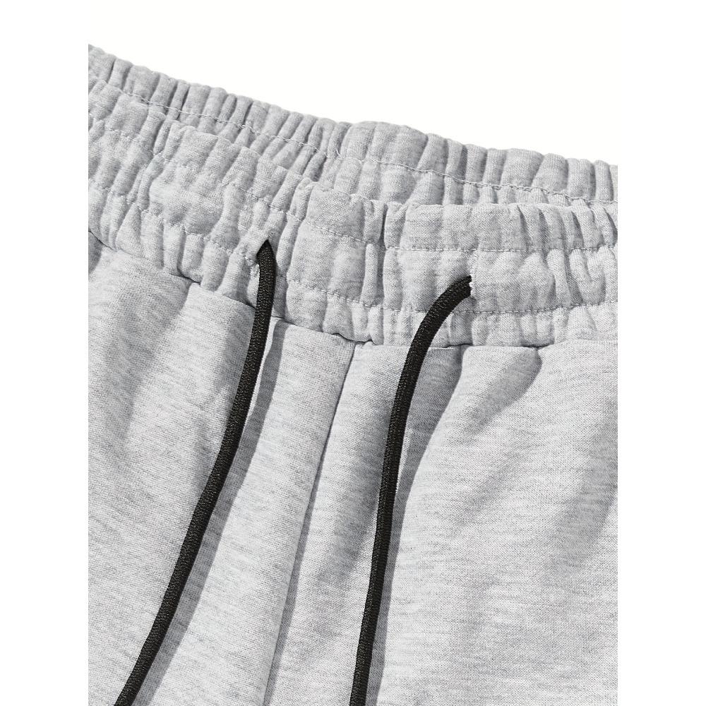 Conjunto de Moletom Casual Masculino com Estampa de Letras e Estrelas, Bolso com Cordão e Calça Esportiva Casual de Exterior com Cordão