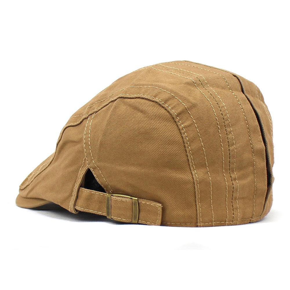 Hat Men's Cotton Beret Adjustable Bent Cap Solid Color Fashion Forward Hat