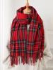 Damen Herbst Winter Vintage Strickschal Kopftuch Damen Herren Lässig Kariert Quaste Schal Mujer Mann Wickeltuch Unisex Neu Koreanisch