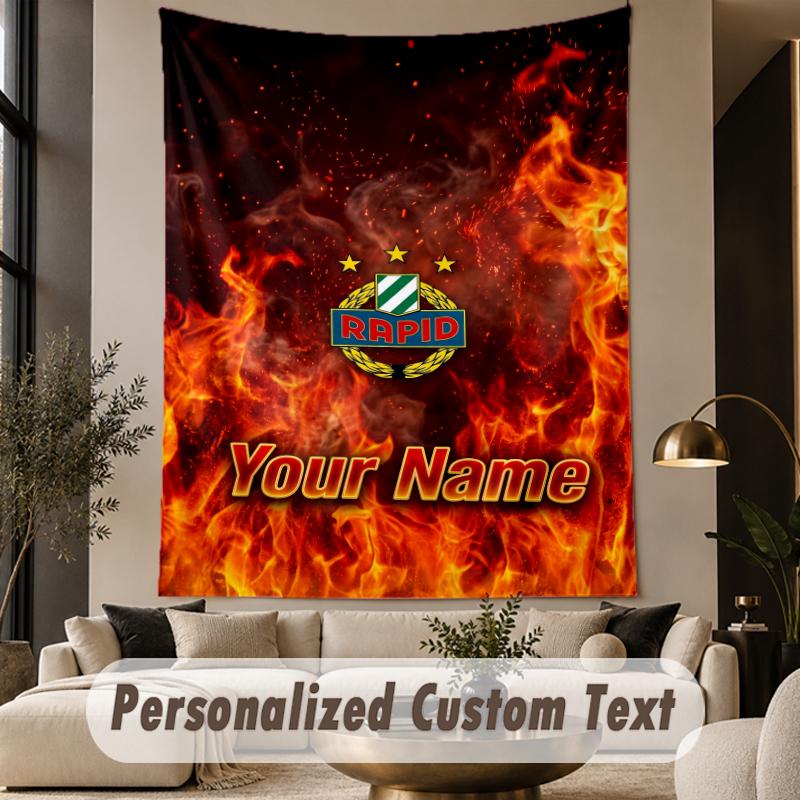 Custom Text Tapestry Rapid Wien FC Print Wall Tapestry Indoor Living Room Wall Decor