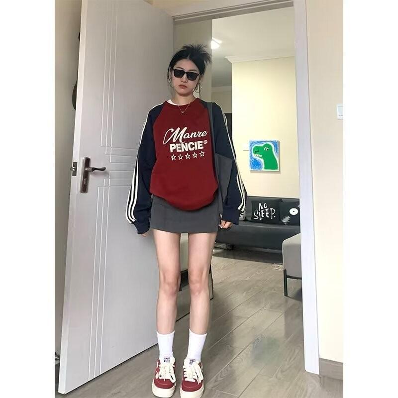 

Осенняя контрастная цветовая гамма в студенческом стиле унисекс-толстовка 2XL красный