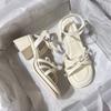Summer new thick heel fashion versatile open-toed sandals women's bow word with high-heeled sandals