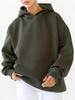 Women's Fashion Solid Color Hooded Loose Plug Sleeve Drawstring Loose Sweatshirt