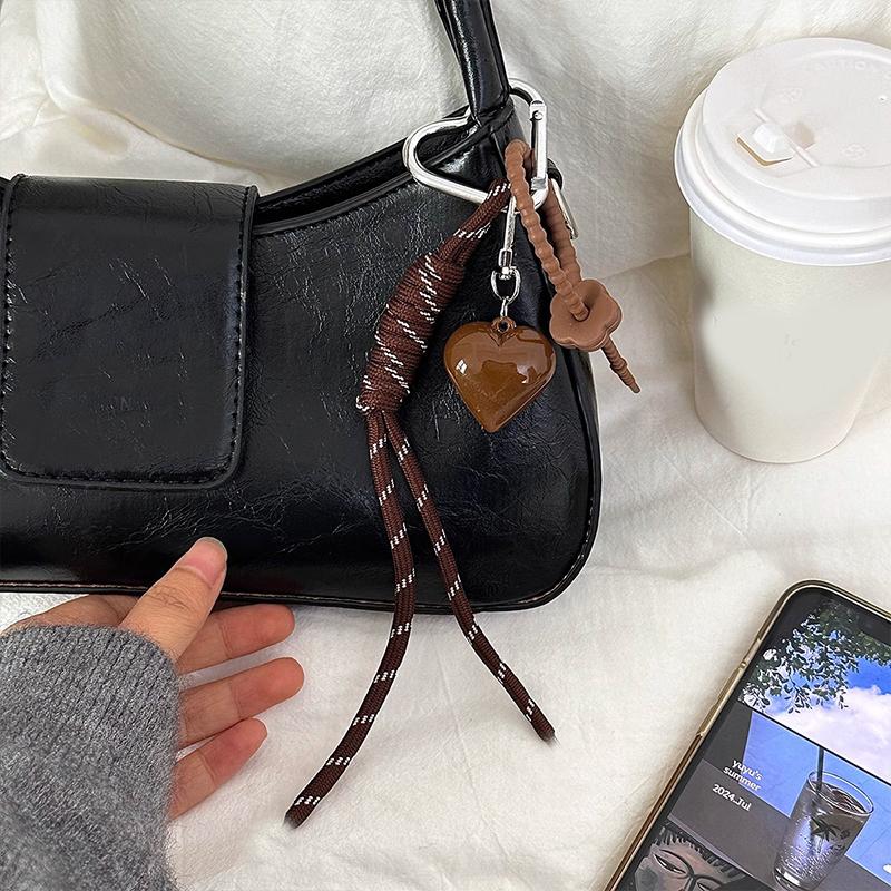 Fashion Creative Retro Heart Bag Pendant Mobile Phone Lanyard Colorful Braided Rope Keychain Pendant Decor Accessories