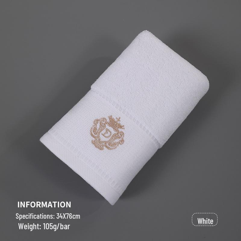 

Tuqiang Extra Large Soft Embroidered Crown Towel - Solid Color for Hotel & Home Use 34x76cm белый