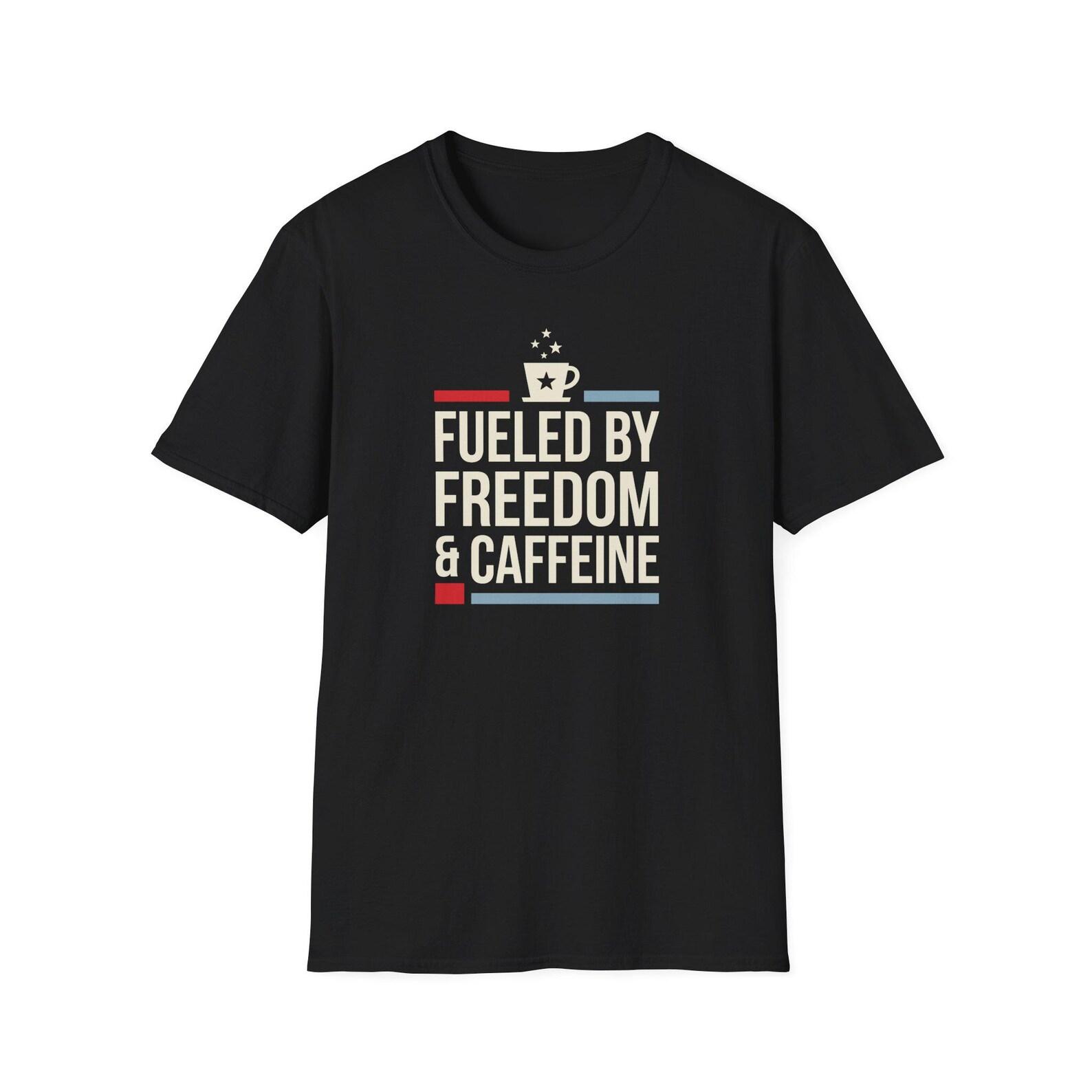Fueled by Freedom & Caffeine T-Shirt | Patriotic Coffee Tee | Veteran Gift | Dark Colors | Americana M