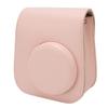 Protective Camera Case PU Leather Pure Color Camera Carrying Bag with Adjustable Strap for Camping Travel Pink