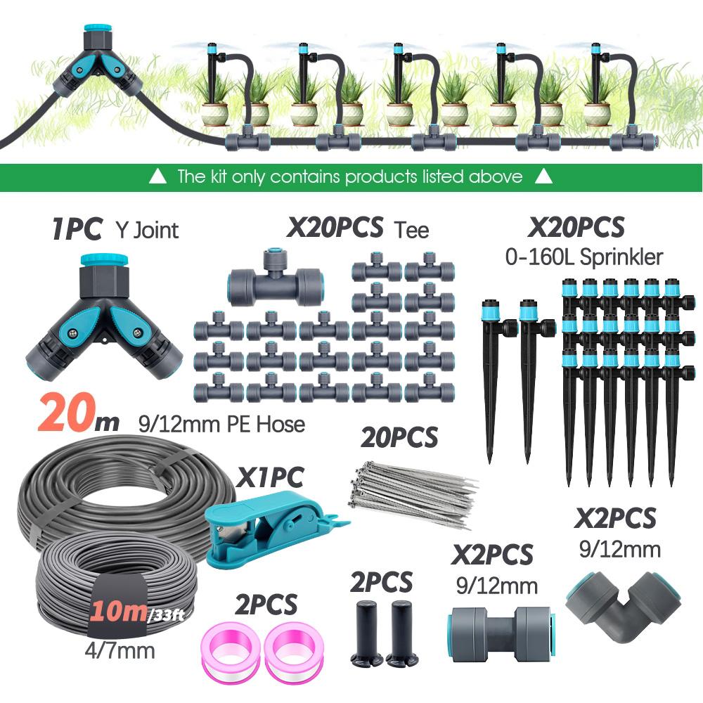 3/8" Bubbler 360° Adjustable Sprinkler Tee Quick Connect Drip Watering SprayersGarden Irrigation Watering System 9/12mm PE Hose