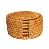 Geflochtenes Rattan-Untersetzer-Set mit Aufbewahrungskorb Natürliches Material Runde Form Langlebiges Design für den Einsatz zu Hause und in der Küche