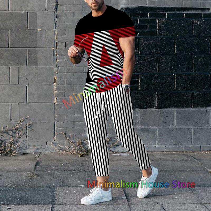 Poker J 3D Print Men Tracksuit Set Jogger Clothing For Man Casual Suit Short Sleeve Tshirts+Trousers 2 Piece Outfits Streetwear