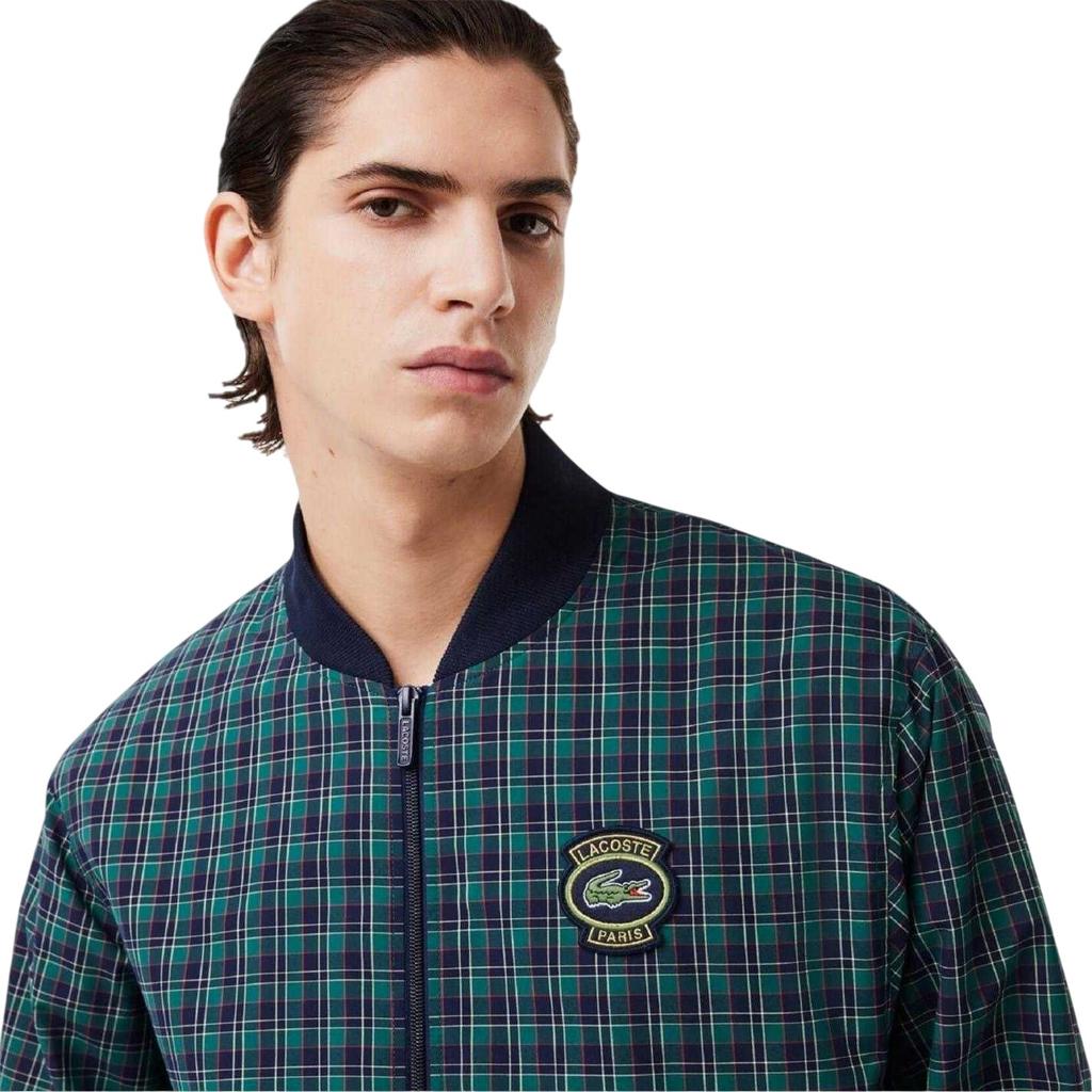 Lacoste Mens Plaid Regular Bomber Jacket