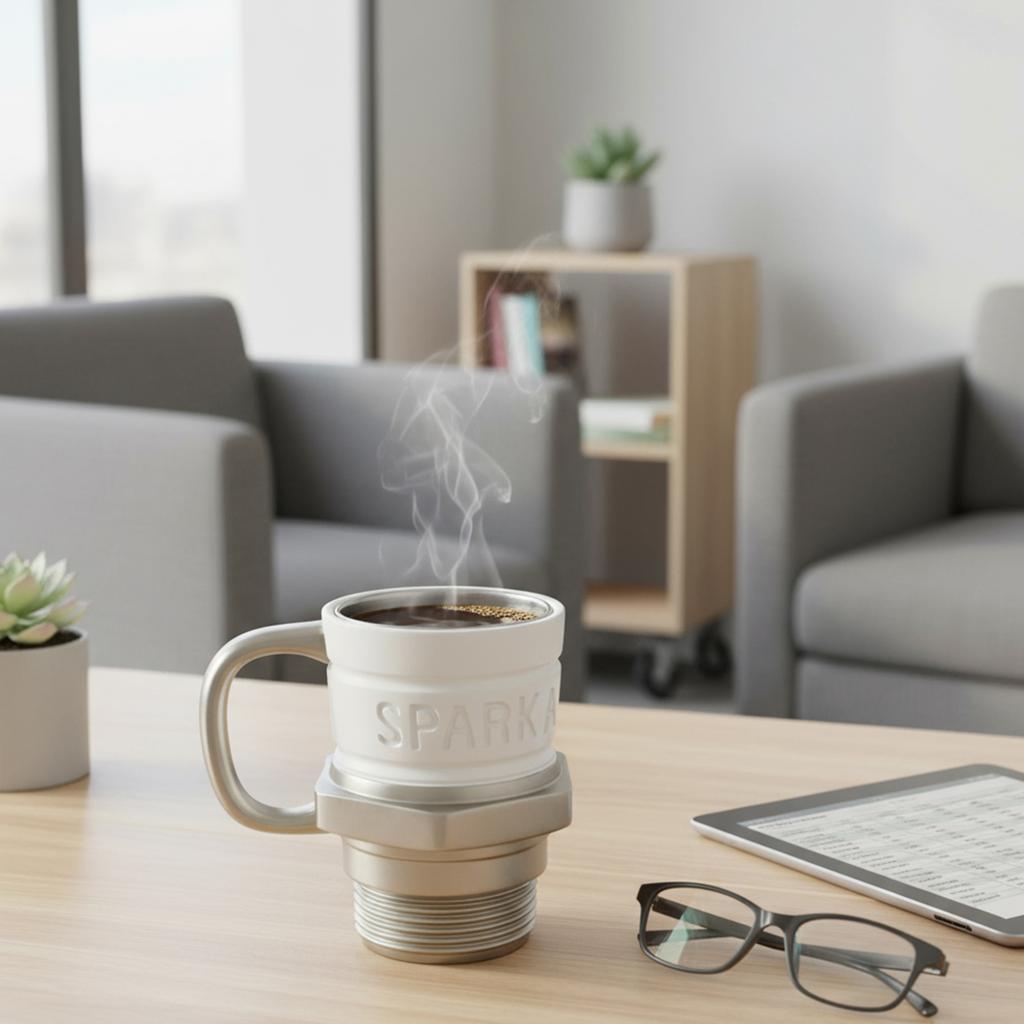 Spark Plug Mug Coffee Cup Stainless Steel+Resin Automotive Themed Industrial Coffee Cup for Car Lover Birthday Gift Drinking Mug