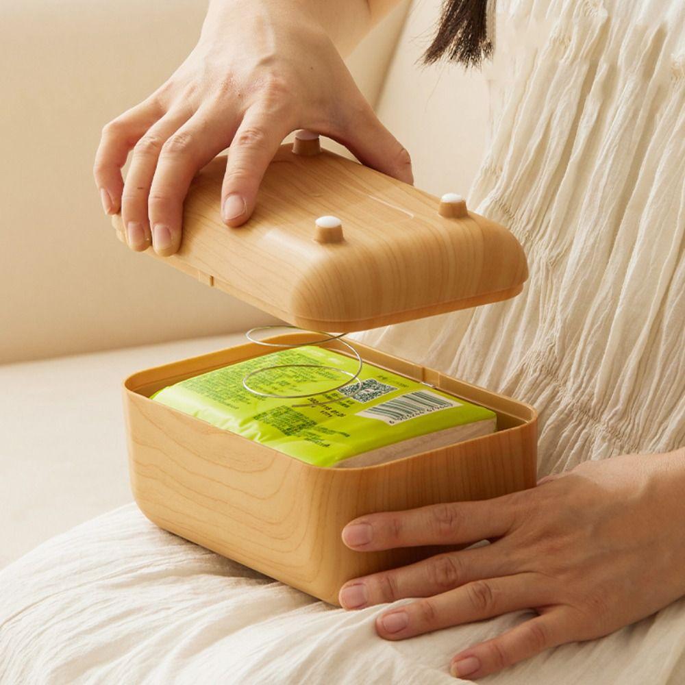Multi-functional Imitation Wood Grain Tissue Box Ins Style Napkin Dispenser  Living Room Decoration
