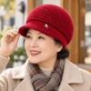 Short Brim Design Knitted Cap Rabbit Fuzz Fabric Fleece Lined Beanie  Mom Daily Accessory