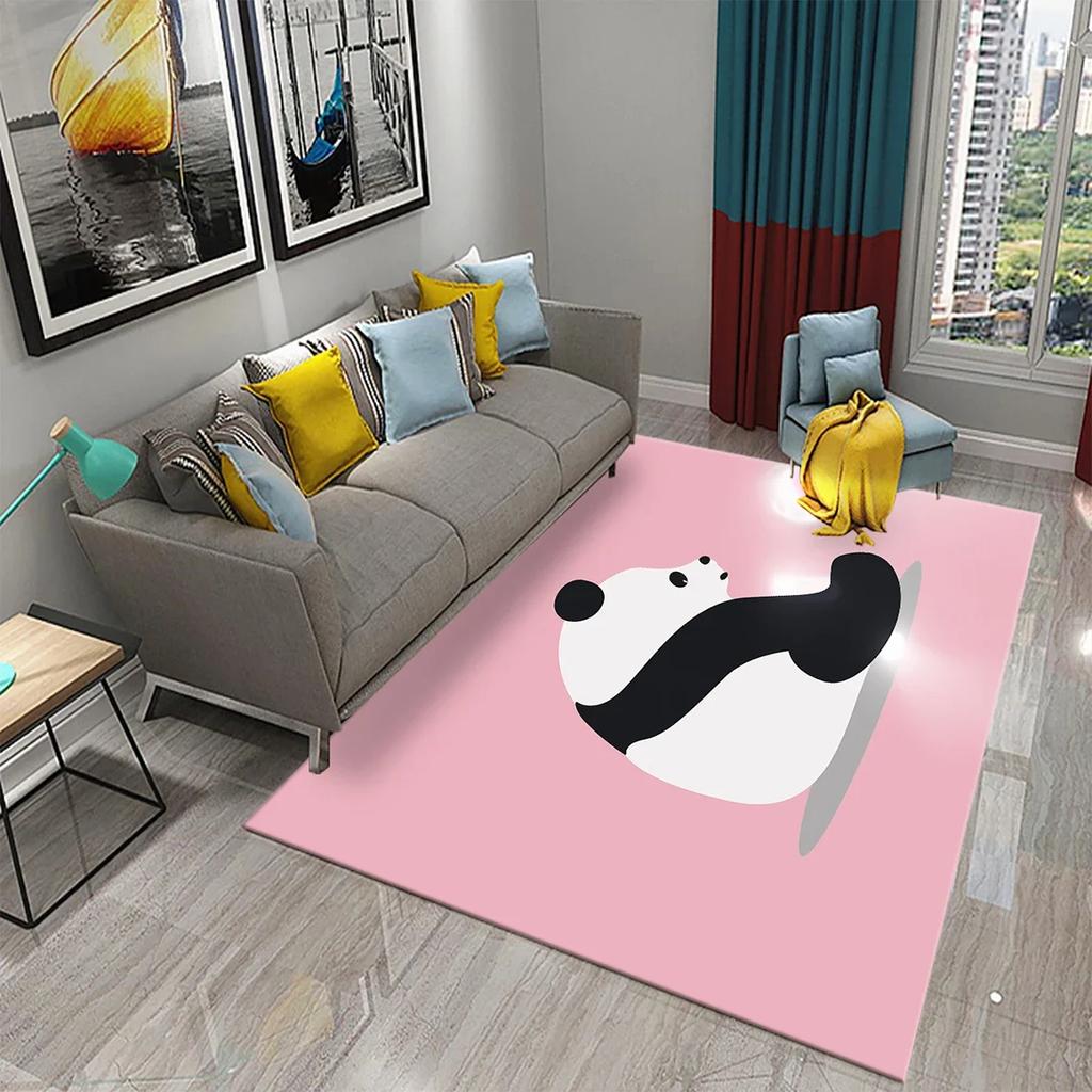 3D Cartoon Cute Panda Carpet Area Rug for Living Room Bedroom Bathroom Kitchen Decor Kid Play Crawl Soft Non-slip Floor Mat Gift