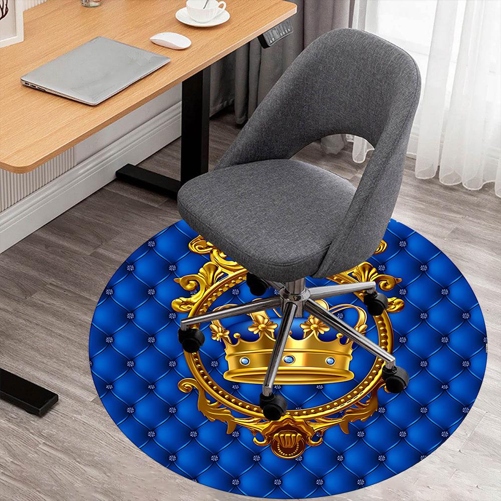 1pc Crown Royal Round Chair mat Area Rug - Non-Slip, Floor Mat for Office, Bedroom, and Indoor Decor c1125591