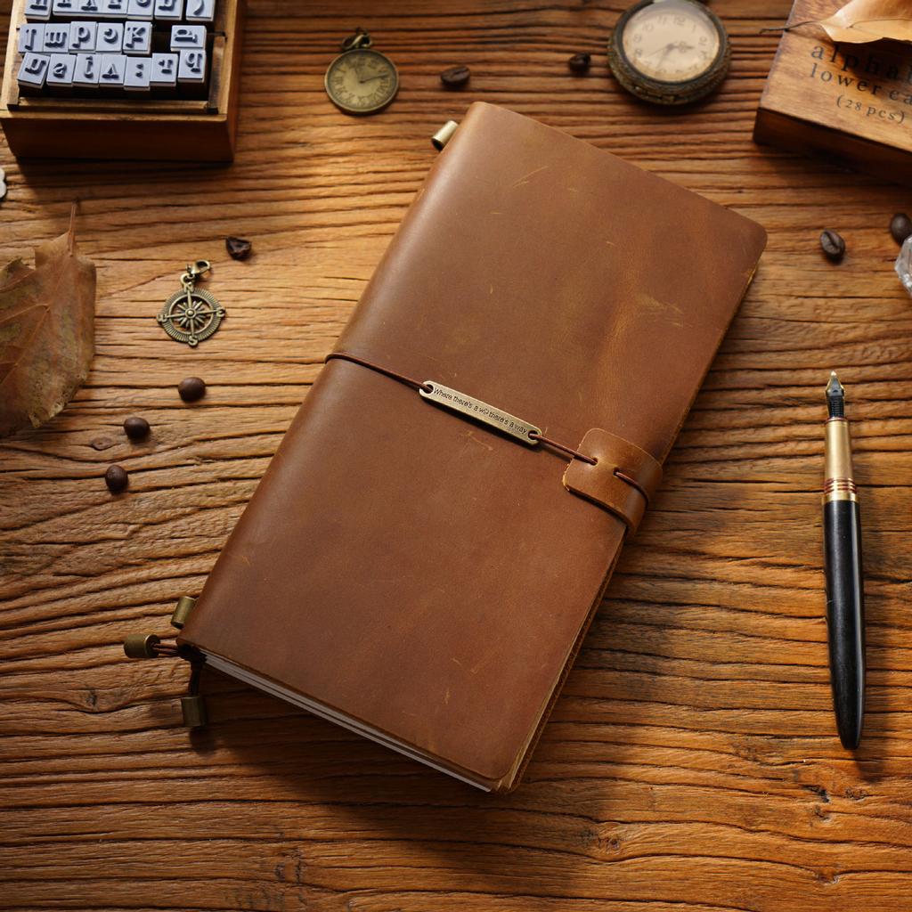 2026 First Layer Cowhide Notebook Genuine Leather Retro Travel Notebook Handmade Loose-leaf Notepad Diary Spot