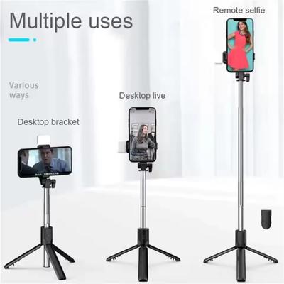 Bezdrátový Bluetooth Selfie Stick Stativ s Dálkovým Ovládáním Rozšiřitelný Stativ s LED Selfie Světlem Odnímatelný pro Ios Android Smartphone