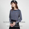 Navigare Women's 2025 Striped Cotton Boat Neck Long Sleeve Tee