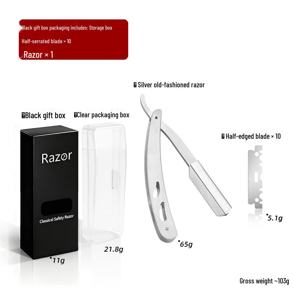 Vintage Stainless Steel Barber Razor for Men's Shaving and Trimming