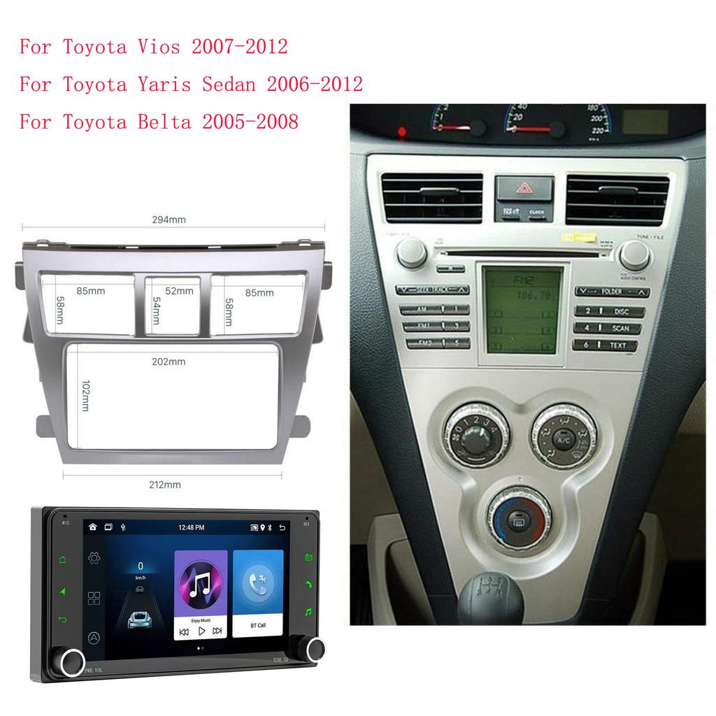 Car Radio Fascia Panel for Toyota Vios Yaris Sedan Belta Frame Stereo Mount Trim Kit Face Plate Audio DVD Navigation 2 Din