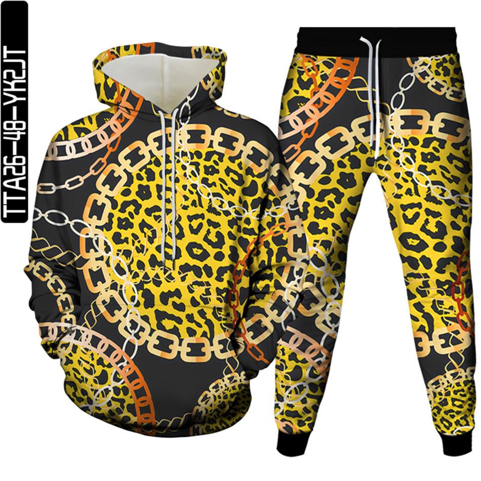 Golden Flowers Male Casual 3D Printed Clothes Sets Luxury Royal Harajuku Autumn Women Hoodies+Trousers 2Pcs Tracksuit Size S-6XL