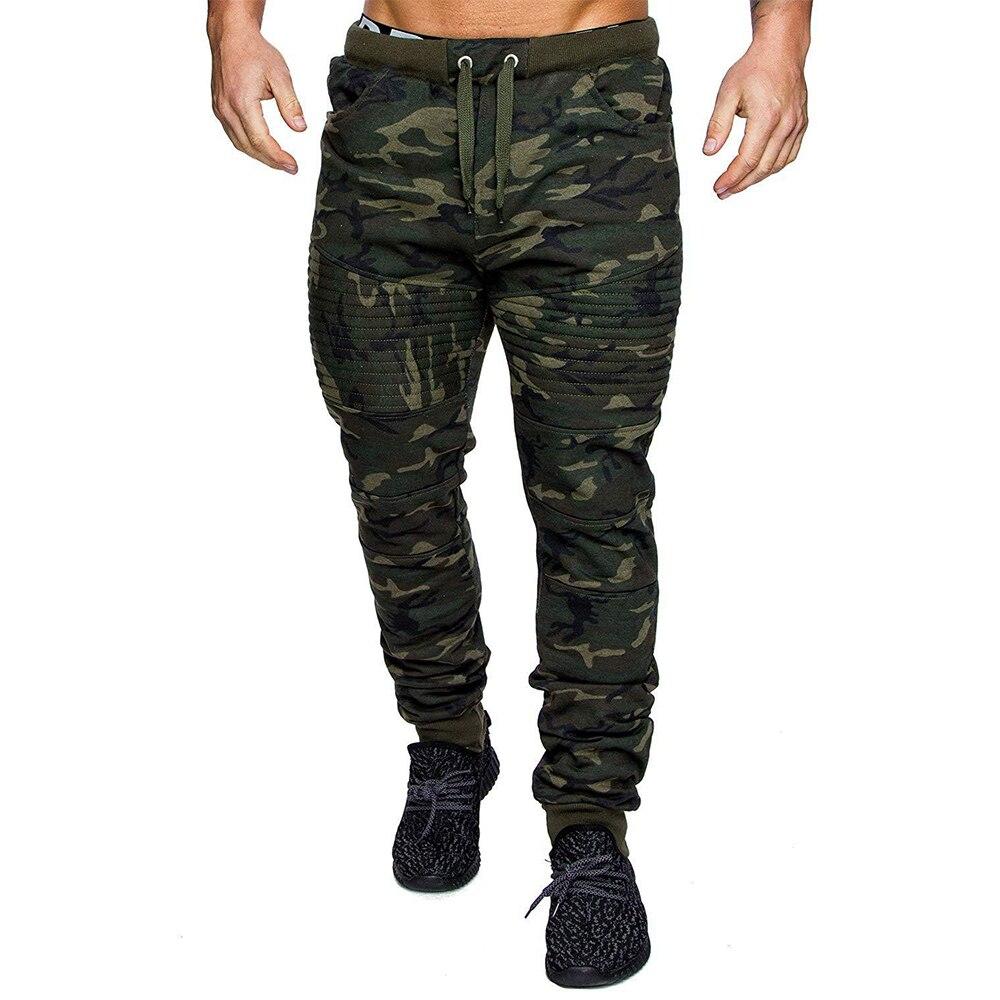 Men's Casual Camouflage Sweatpants Jogger Basic Ruched Pant Pockets Elastic Waist Drawstring Gym Workout Outdoor Sports Trousers