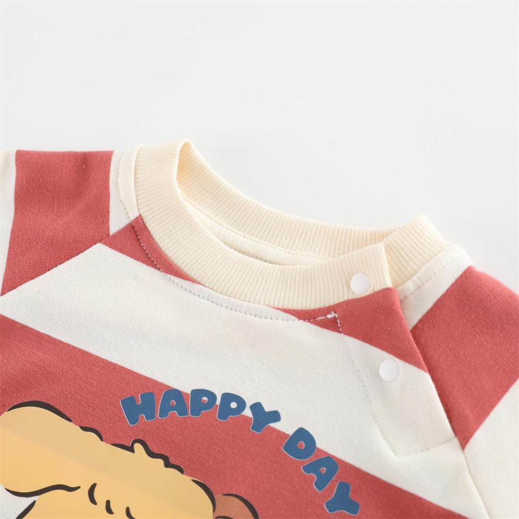 Spring Baby Romper: Yarn-Dyed Striped Cotton Bodysuit for Boys & Girls