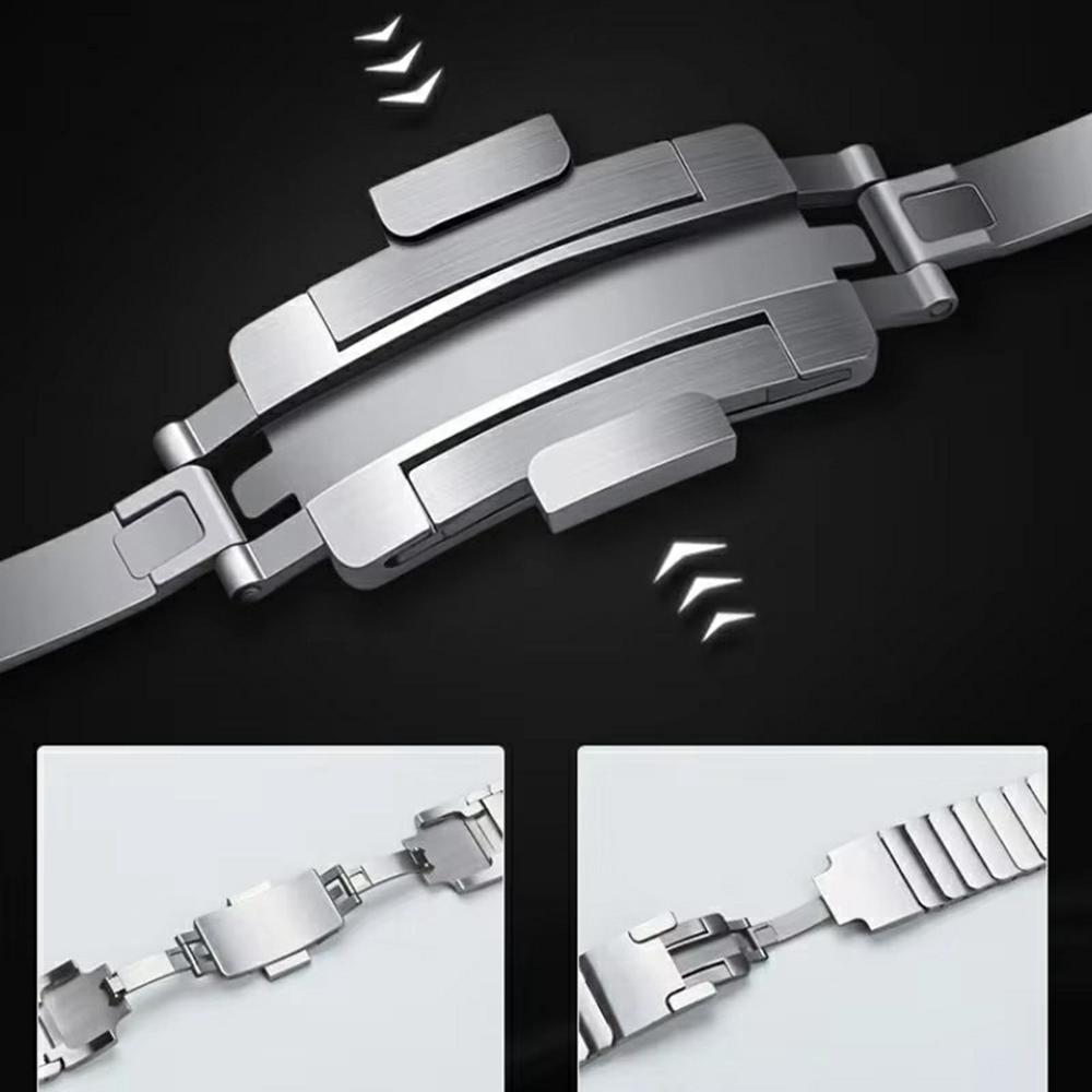 For Huami Amazfit T-Rex Pro A1918 Watch Band 1-Bead Stainless Steel Wrist Band