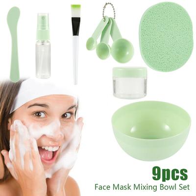 9Pcs DIY Gesicht Maske Mischen Schüssel Set Löffel Pinsel Mischen Make-Up Schönheit Hause Werkzeuge