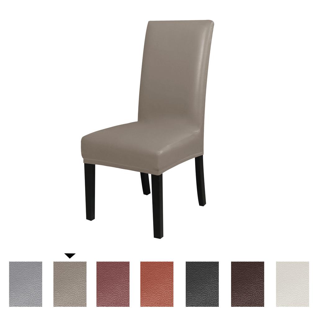Waterproof PU Leather Dining Chair Covers, Stretch Oilproof Parsons Chair Slipcovers Removable Washable Kitchen Chair Protector for Dining Room