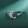 Creative Star Moon Round Full Diamond Couple Ring For Women U Shape Original Genuine Sterling Silver Valentine  Day Gift Jewelry