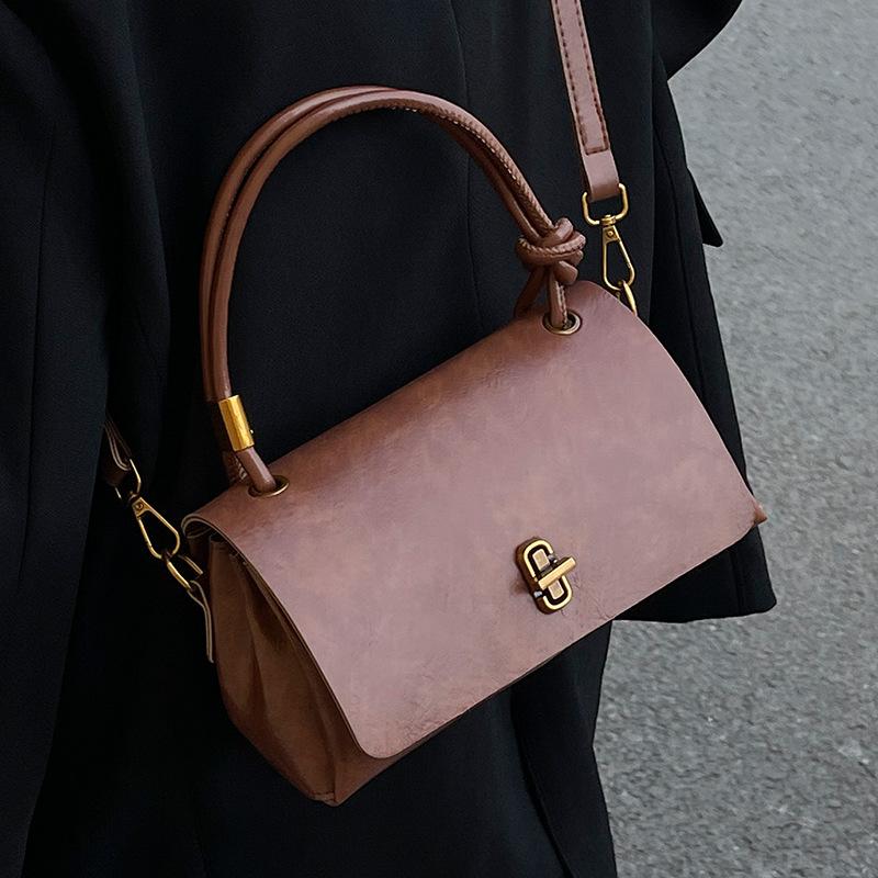 Нишевая модная кожаная сумка-тоут с восковым покрытием и Повседневная мягкая кожаная сумка через плечо коричневый